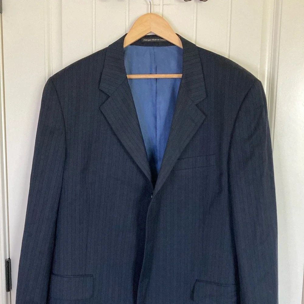 S. Cohen Mens Classic‎ Blue Pinstripe 3 Button Blazer Size 50R Wool Union Made